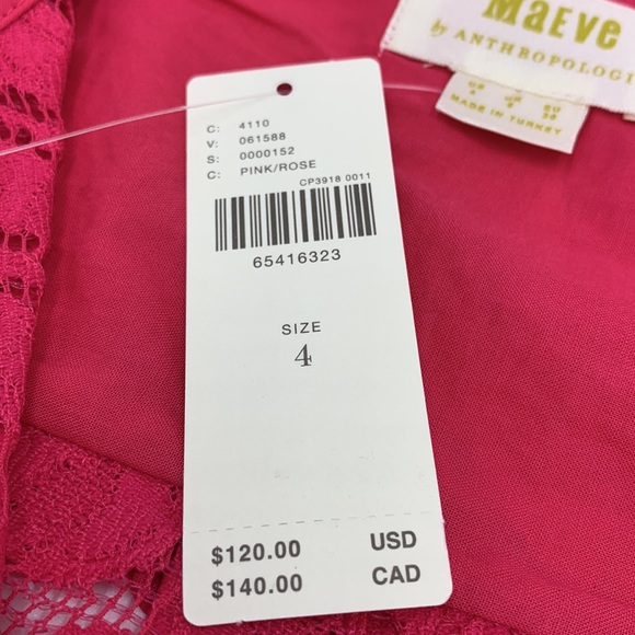 Anthropologie Maeve Slim Pink Button Down Top Size 4 - Picture 8 of 14